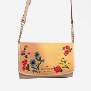 Kate Spade Tan Crossbody Bag with Floral Embroidery